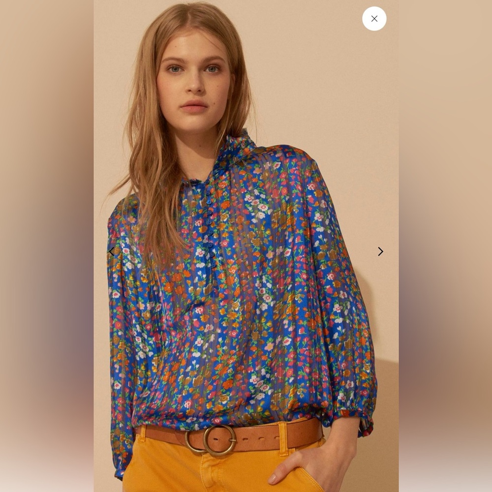 Ba&sh Room Blue Floral Blouse